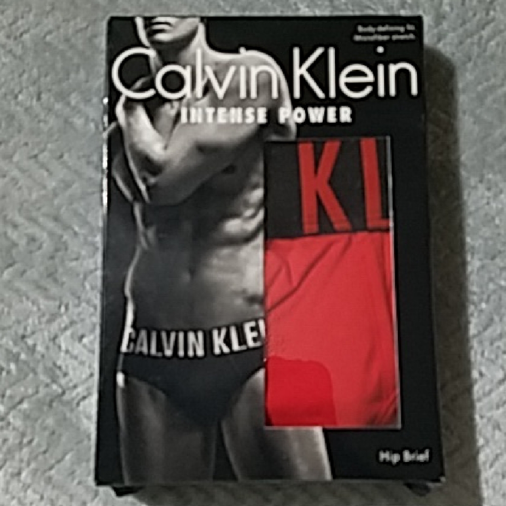 Calvin Klein Men's Red Hip Brief with Black Signature Waistband